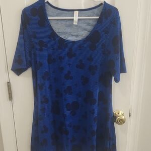 LuLaRoe Blue Mickey Mouse Short Sleeve Top